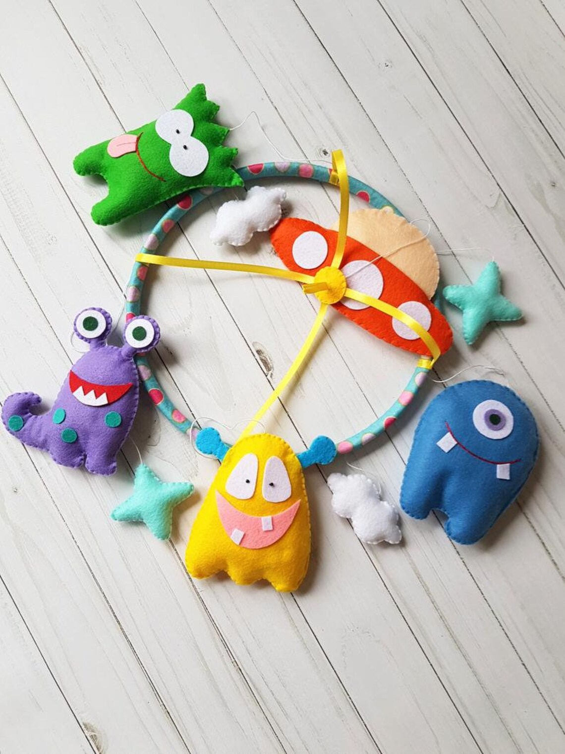 Cute Aliens Baby Crib Mobile Nursery Funny Monsters Baby Crib Etsy