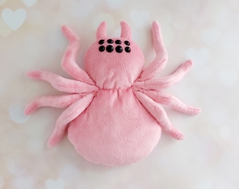 Big cute pink spider, tarantula plush, spider plush, huge stuffed animal spider, teddy toy spider, large spider plush, tarantula halloween