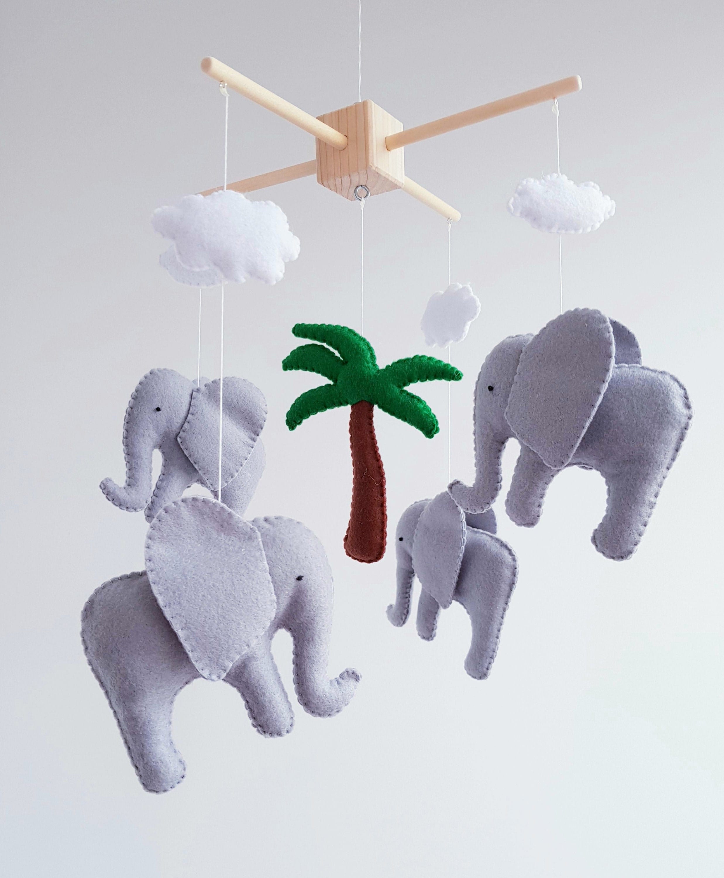 Elephant Baby Crib Mobile Nursery Felt Mobile Animals Mobile Etsy UK