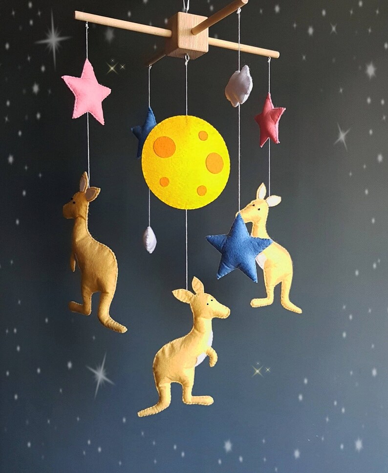 Kangaroo baby mobile Baby crib mobile Felt boy mobile Handmade Etsy