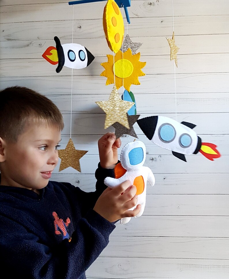 Galaxy baby crib mobile Astronaut Glitter star Space rocket Etsy