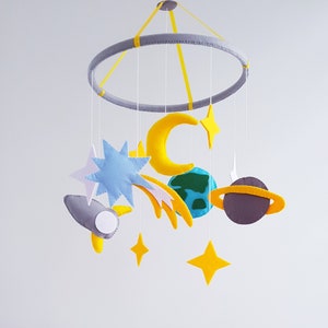 Space baby crib mobile Nursery Felt Cot Hanging
