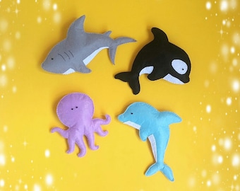 animales del océano sintieron juguete mar del cerdo orca ballena pulpo marino animales peces de los animales bajo el mar marino vivero de animales rellenos juguete suave