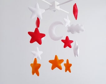 baby crib mobile, Nursery felt mobile, stars moon mobile, cluods nursery decor, Hanging mobile, Baby boy mobile, Baby girl mobile, Crib toy