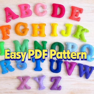 ABC Felt Plush Sewing pattern Letters Alphabet Pattern Download pdf easy pattern tutorial Handmade alphabet english alphabet pattern