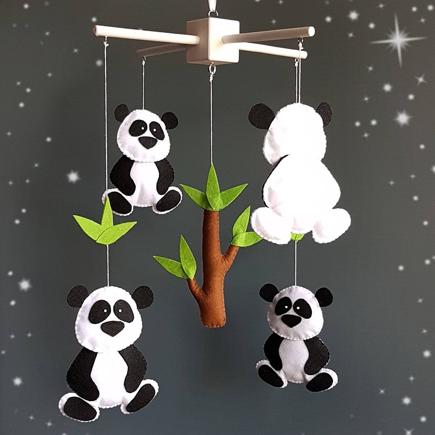 Panda Baby Crib Mobile Nursery Cot Boy Shower Gift Felt Woodland - Etsy