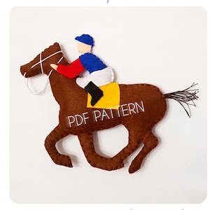 Easy PDF Pattern horse and rider felt, Pattern Toy Horse Rider jockey felt Pattern PDF tutorial Sewing Pattern Horse Ornament Felt Animals