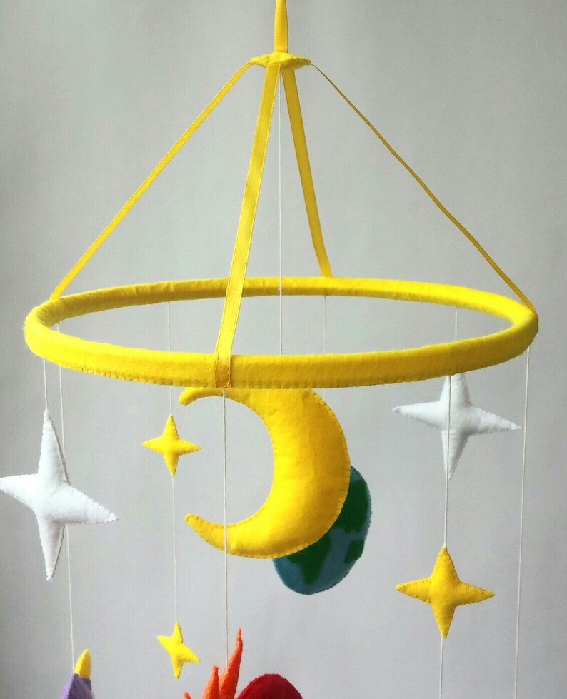 Space Baby Crib Mobile Nursery Felt Cot Hanging Etsy