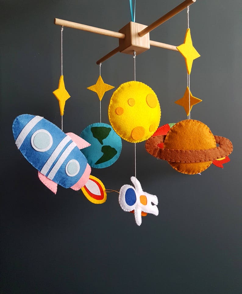Baby Crib Mobile Nursery Space Mobile Felt Cot Crib Mobile Etsy UK
