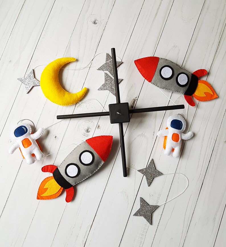 Space Baby Crib Mobile Solar System Spaceship Astronauts Etsy