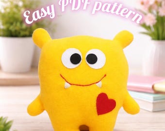 Cute Monster Sewing Pattern PDF Plush Toy Pattern Stuffed Animal Template Soft Toy DIY Tutorial Kids Gift Nursery Decor