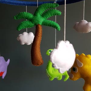 Dinosaur baby crib mobile Nursery decor Jurassic felt handmade mobile cot image 4