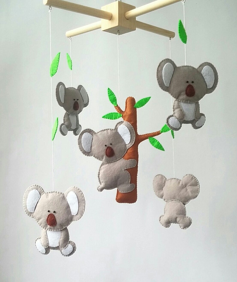 Koala Bear Felt Baby Crib Mobile Nursery Boy Nursery Girl Crib Etsy