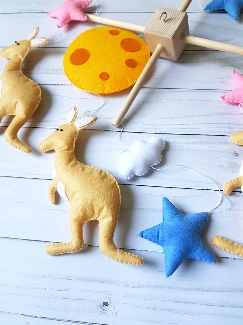 Kangaroo baby mobile Baby crib mobile Felt boy mobile Handmade Etsy