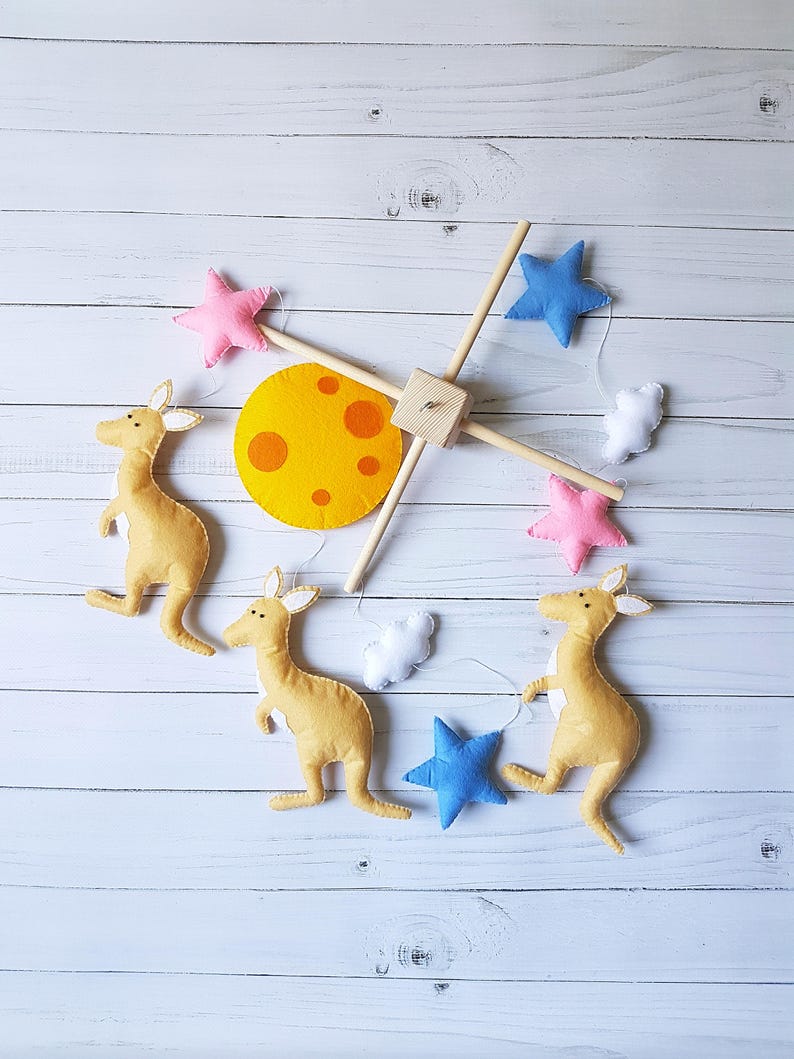 Kangaroo baby mobile Baby crib mobile Felt boy mobile Handmade Etsy
