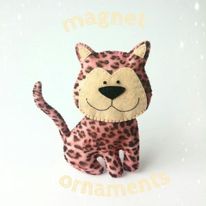 Felt toy Leopard stuffed animal plush kids toy Leopard magnet Leopard ornaments Christmas leopard soft toy leopard Baby ornament image 2