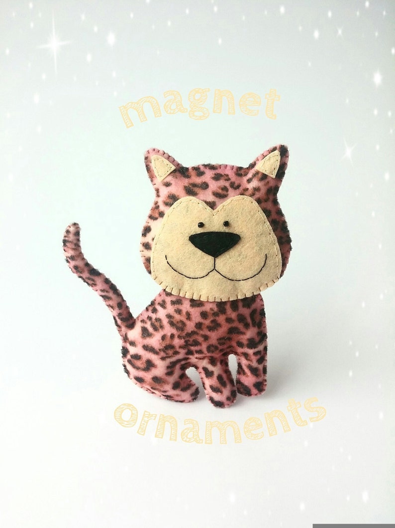 Felt toy Leopard stuffed animal plush kids toy Leopard magnet Leopard ornaments Christmas leopard soft toy leopard Baby ornament image 2