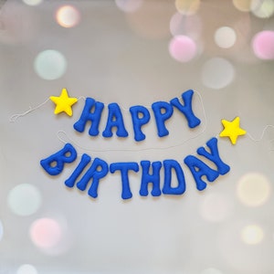 Faixa de feltro de feliz aniversário, guirlanda, faixa de letras de aniversário infantil, faixa personalizada, faixa de arco-íris