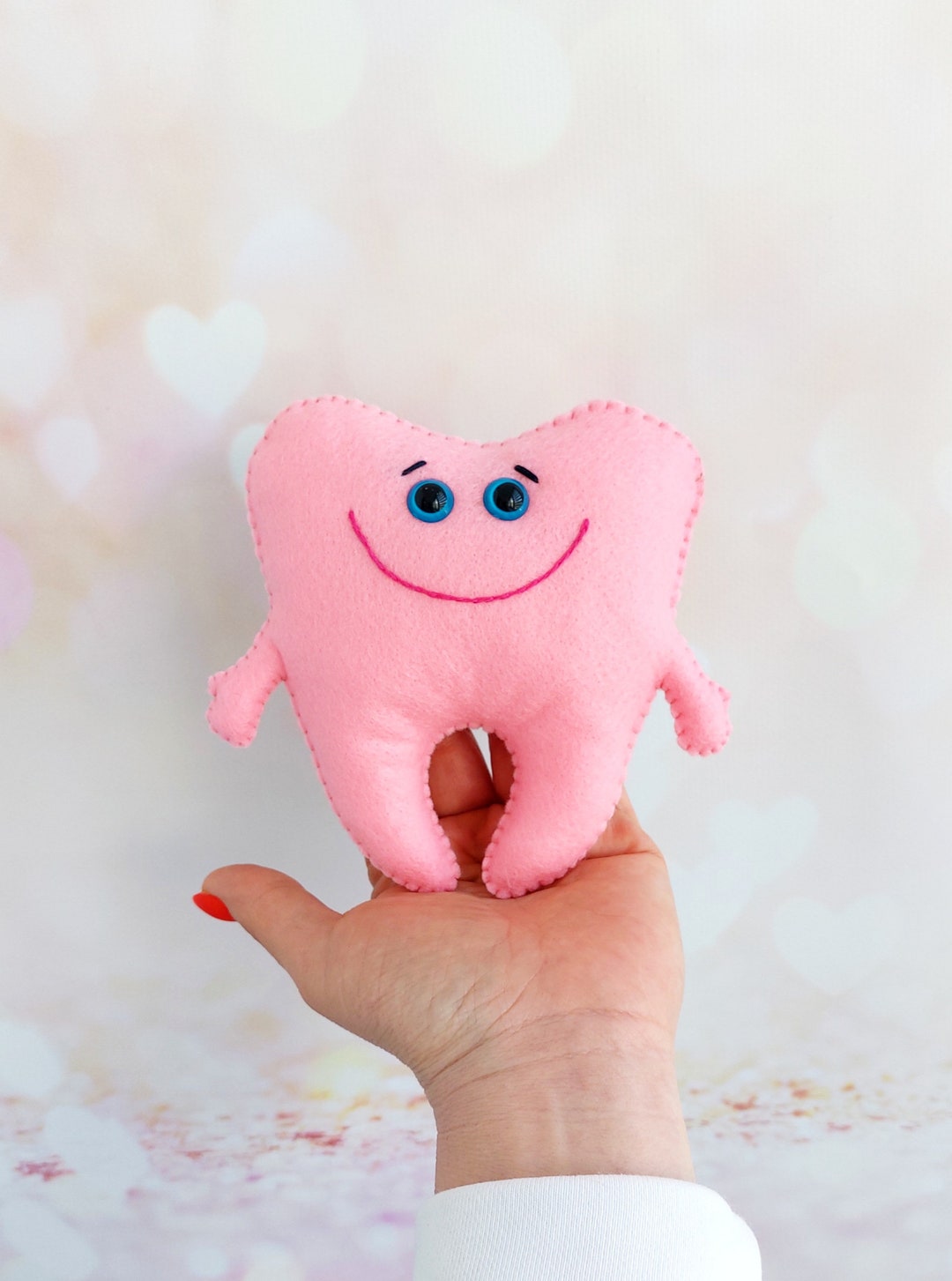 Cute Pink Tooth Yoy Fairy Pillow Felt Tooth Soft Toy Tooth Loose Tooth