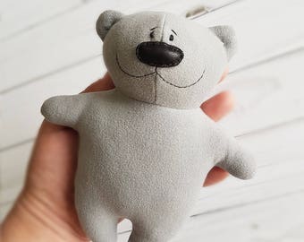 Grey plush soft toy bear plush teddy artist stuffed handmade cute stuffed animals