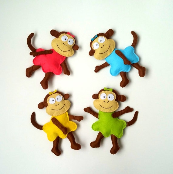 monkey ornament felt toy monkey plush monkey magnet monkey | Etsy
