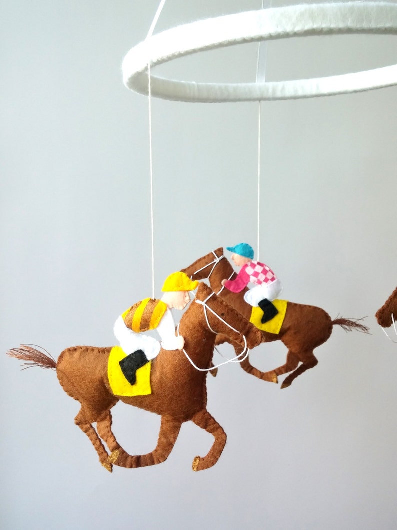 Horse and rider baby crib mobile felt handmade nursery decor Etsy