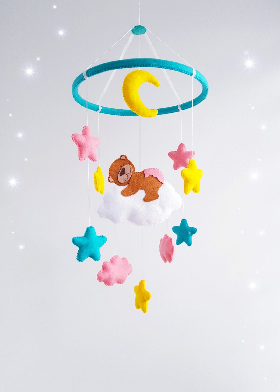 Baby Crib Mobile Animal Bear Felt Decor - Etsy
