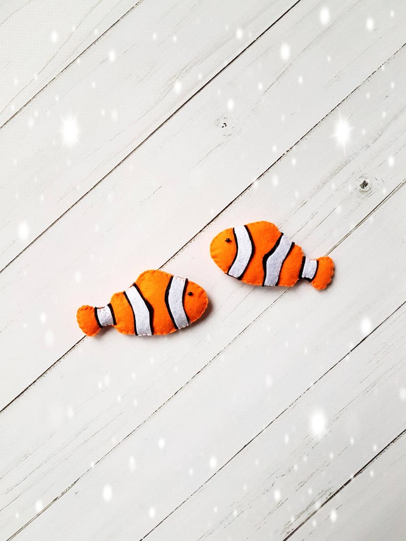 Clown fish Felt ornament fish nemo felt toy stuffed clown fish nursery decoration fish ornament fish decoration ocean baby decor