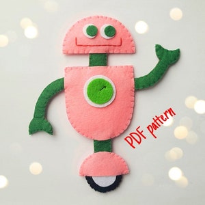 Felt Robot Pattern tutorial, PDF Easy pattern robot, Robot felt Sewing Pattern, Robot plush toy sewing pattern, Robot  toy