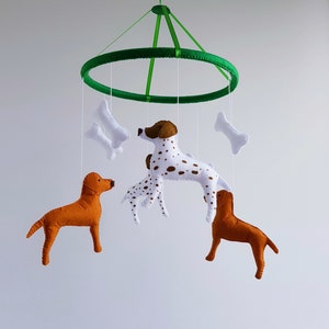 Dog baby crib mobile animals felt nursery decor with Vizslas and German Shorthair Pointers