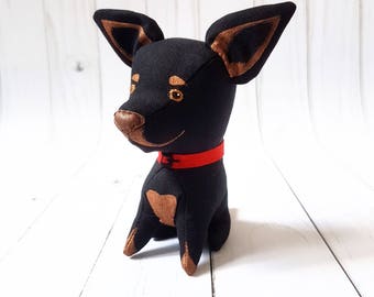 Black Chihuahua dog Soft toy dog Stuffed animal Baby toy dog Dog lover gift Plush toy dog Chihuahua doll Interior dog toy