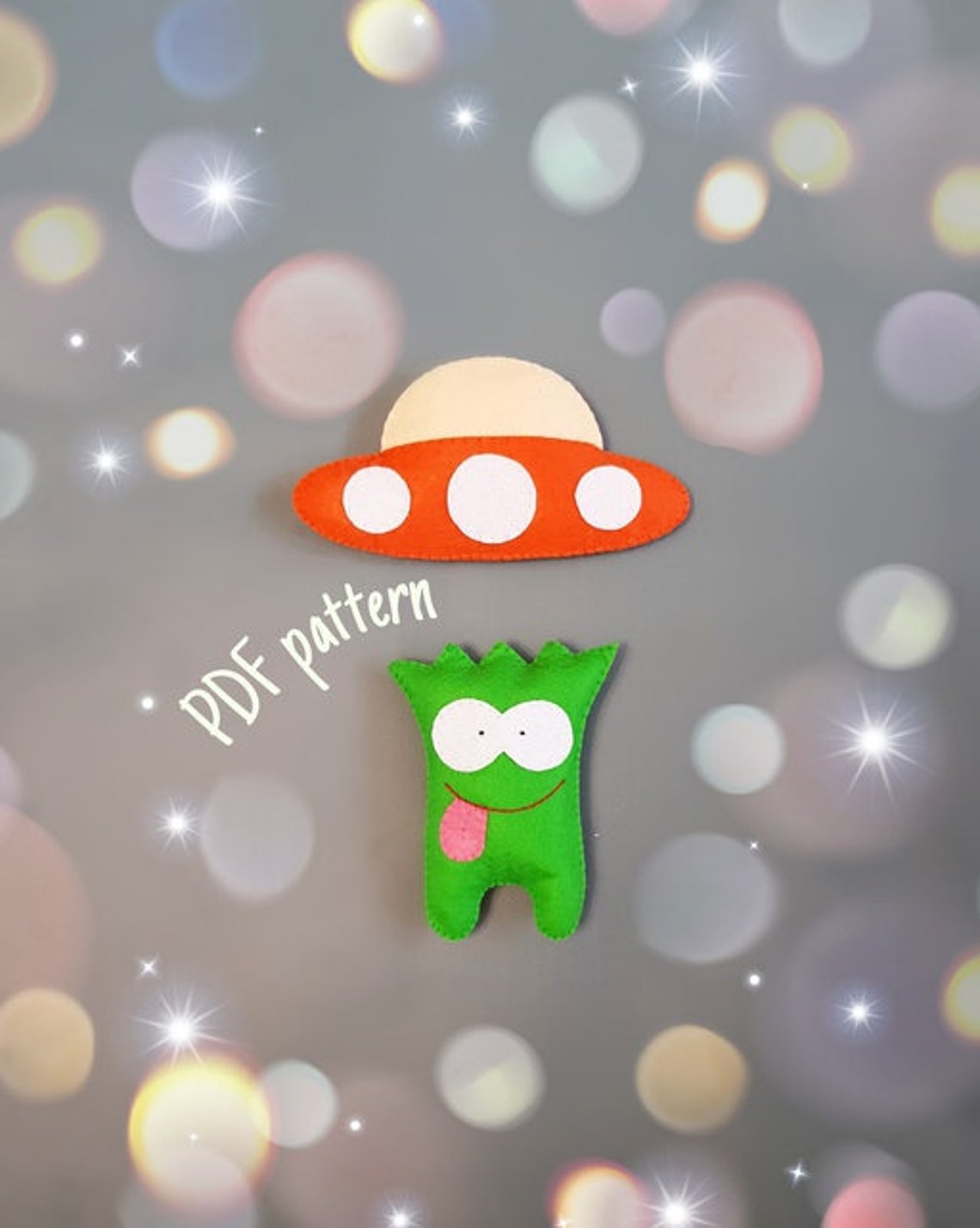 Alien Pattern Simple Set Aliens Toy Patterns PDF Tutorial, Spaceship UFO Easy Pattern ...