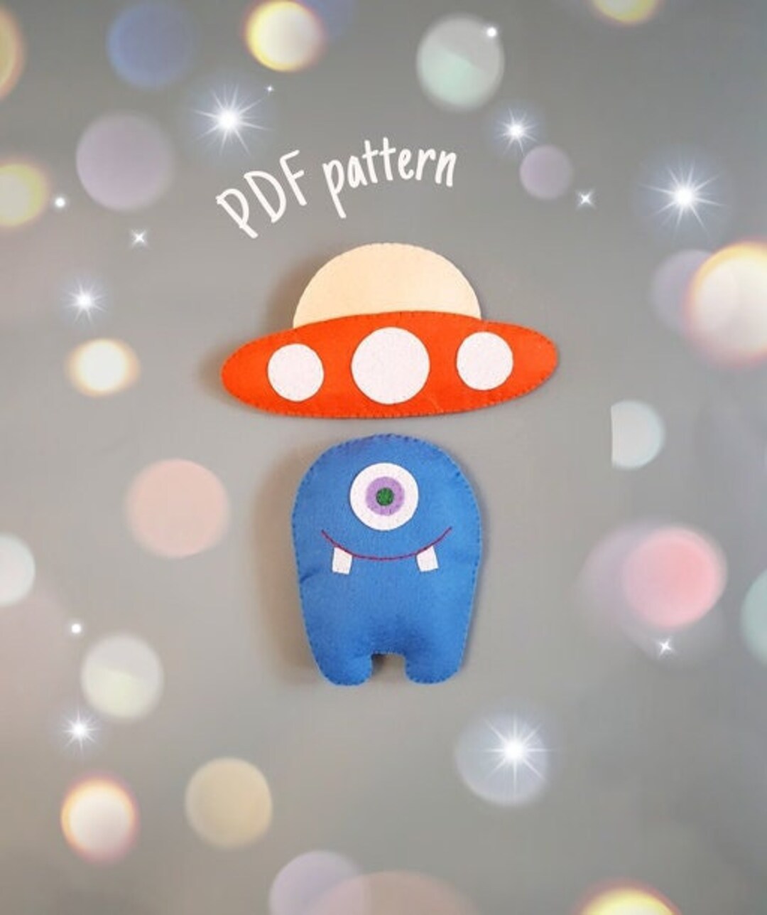 Blue Alien Monster Toy Pattern PDF Tutorial, Felt Toy Pattern PDF ...