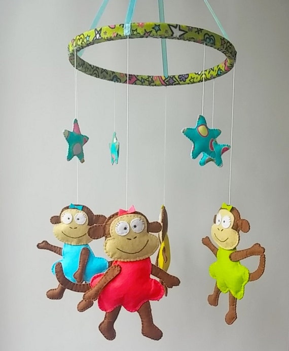 Mobile De Lit De Bebe Singe Senti Mobile Bebe Fille Mobile Etsy