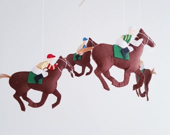 Felt Horse and rider Baby crib mobile, felt Nursery decor, Order your color