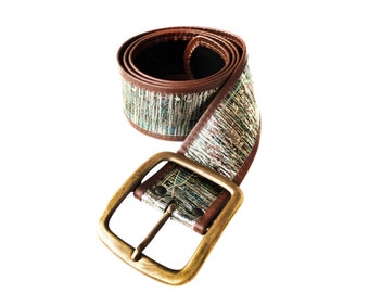 Large ceinture métallique, ceinture lurex vintage, ceinture en similicuir, ceinture en tissu doré, grande boucle en laiton, ceinture, ceinture fastueuse des années 80