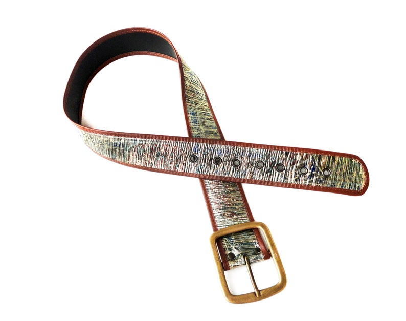 Vintage Metallic Belt Wide Waist Belt Faux Leather Belt Etsy