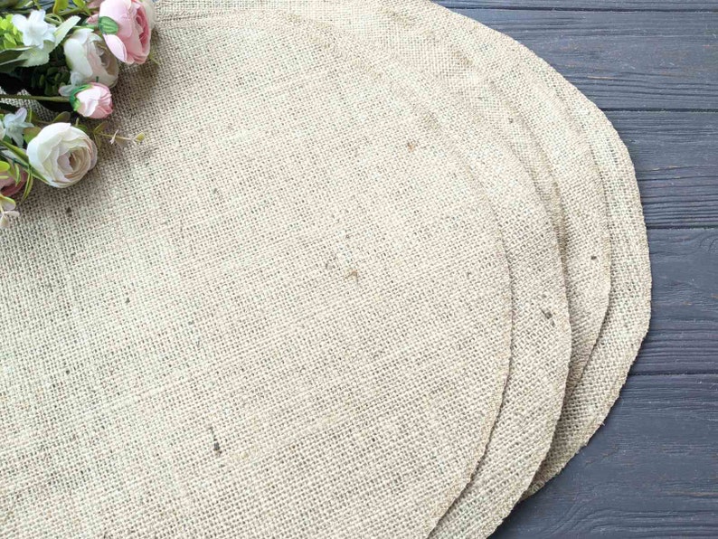 Round table placemat Circular tablecloth Wedding centerpiece Burlap overlays table mat Country Table Topper Rustic Chic Decor image 2