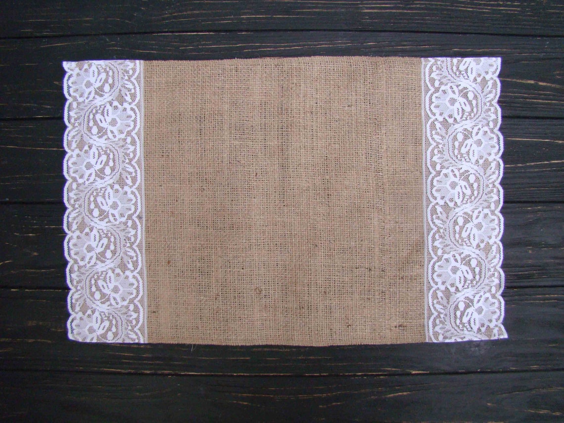 Wedding placemat Burlap and lace placemat White lace table mat Etsy
