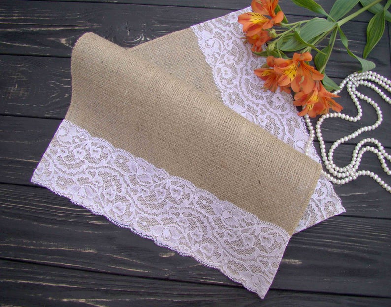 Burlap and lace Placemat Wedding Table Setting Rustic Table Etsy