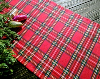 Red holiday buffalo runner, Christmas runner, Royal Stewart tartan plaid