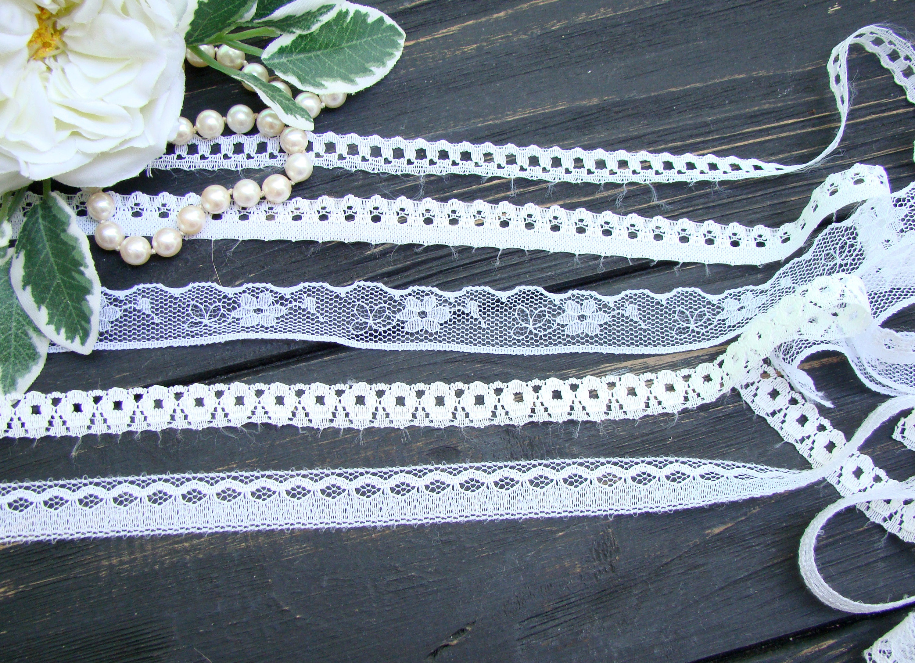 Cinta de encaje blanco encaje de boda 10 yardas ribete de Etsy