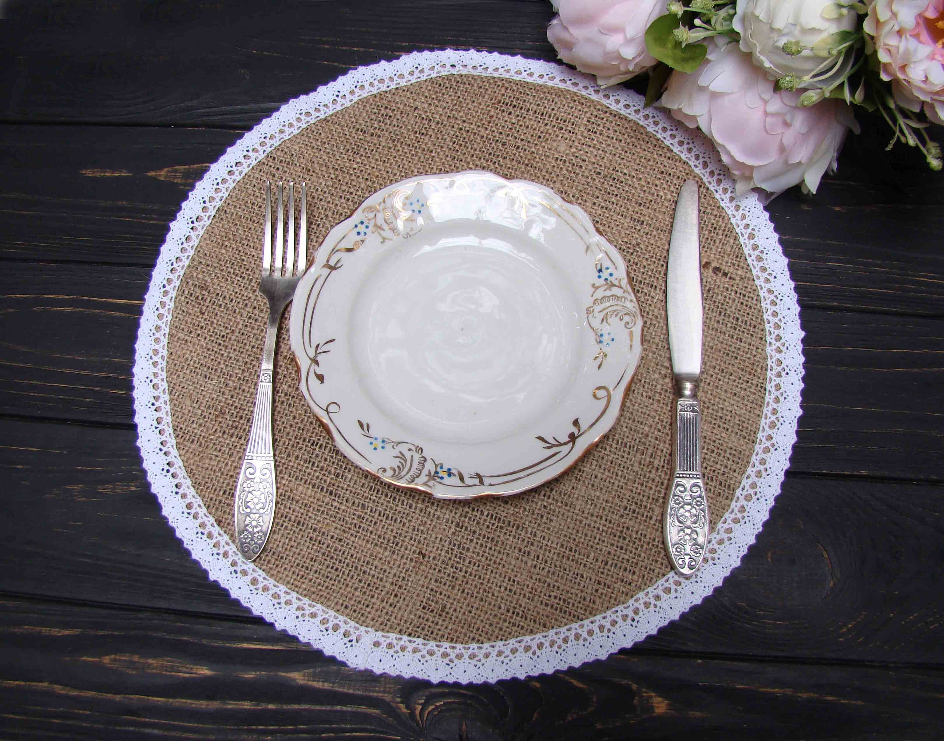 Placemat for round table Wedding placemat Rustic table setting Etsy
