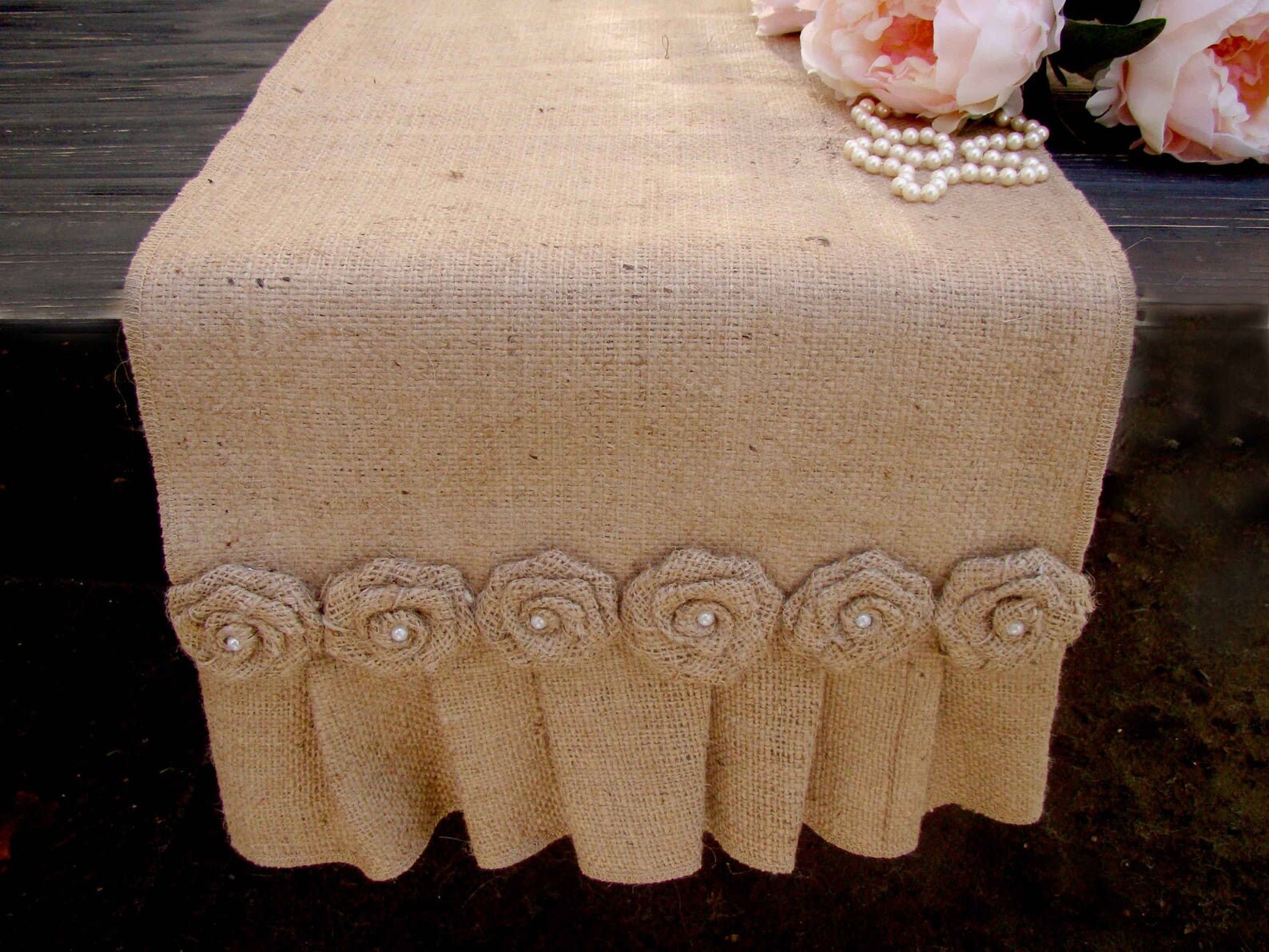 Farmhouse table runner Rustic wedding Burlap table decor Etsy
