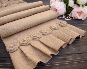 Farmhouse table runner Rustic wedding Burlap table decor