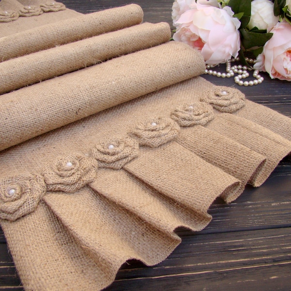 Farmhouse table runner Rustic wedding Burlap table decor