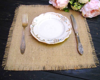 Table Placemats Rustic Table Topper Burlap Square Overlay Wedding Centerpiece Decor Country Christmas Table Runner Shabby Chic Decor