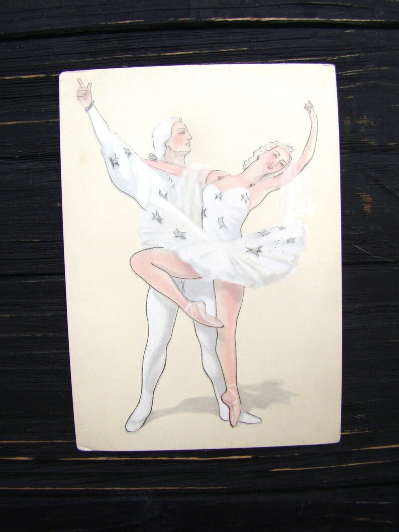 Vintage Ballet Postcard Soviet Ballerina Card Retro Card Antique Collectible Russian Card Memorabilia 1959 Gift for Ballerina