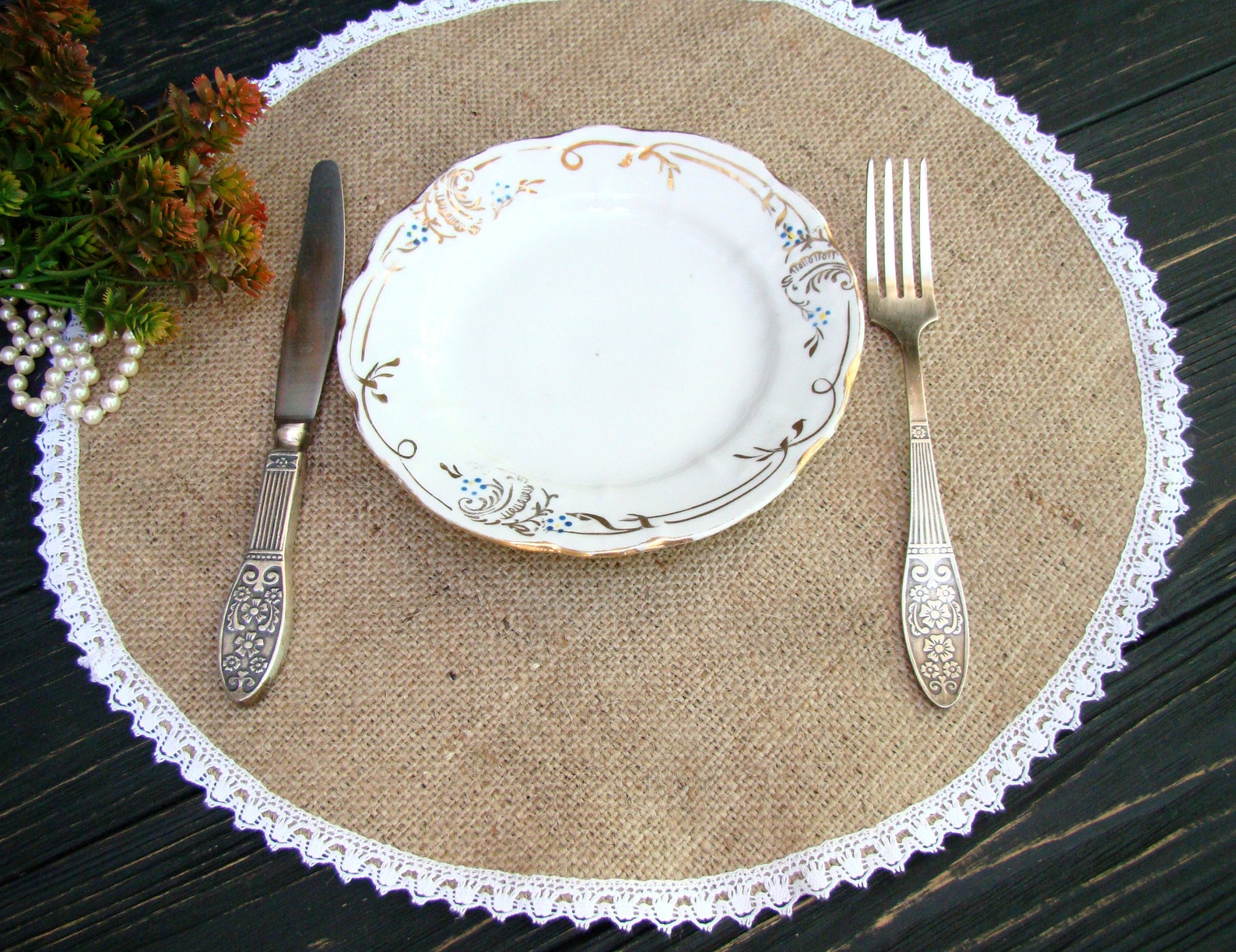 Round Burlap Placemat Circular Wedding Centerpiece Burlap and Etsy