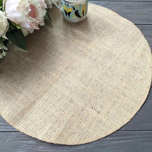 Round table placemat Circular tablecloth Wedding centerpiece Burlap overlays table mat Country Table Topper Rustic Chic Decor image 6